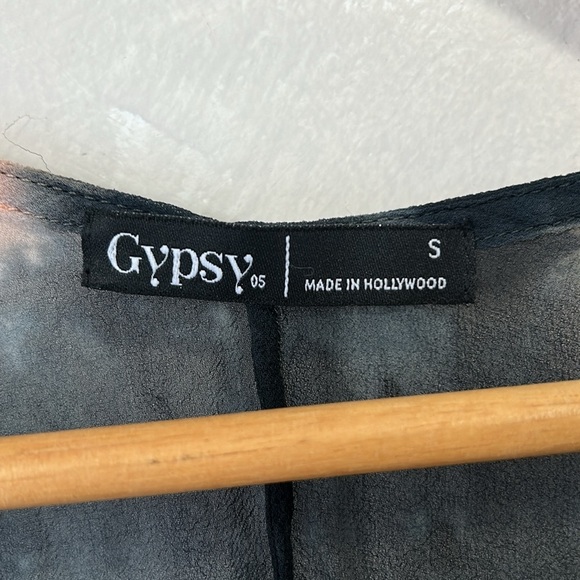 Gypsy 05 made in hollywood 100% silk boho tie dye blouse size small pink blue - Picture 2 of 6